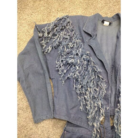 Circle T Marilyn Lenox VTG Western DENIM 2 Piece Fringed Skirt & Jacket SZ 11/12 - Picture 3 of 16